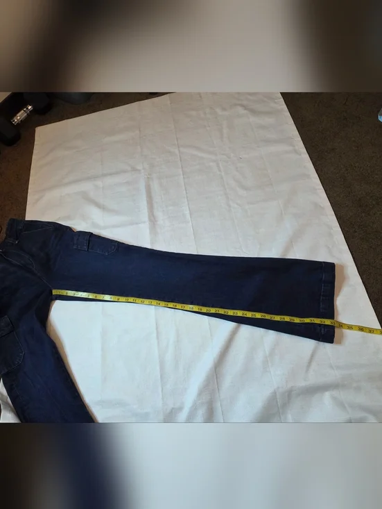 Paige Dion High Rise Cargo Flare Jeans Gracie Lou Dark Wash Y2K 90s Size 27 - Picture 8 of 11